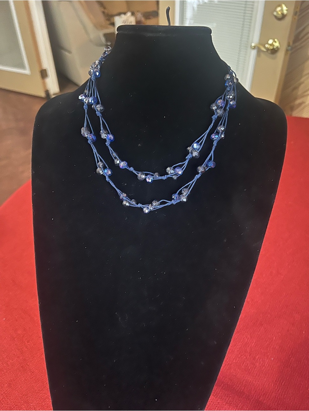Delicate Blue Multi-Strand Beaded Necklace for Women